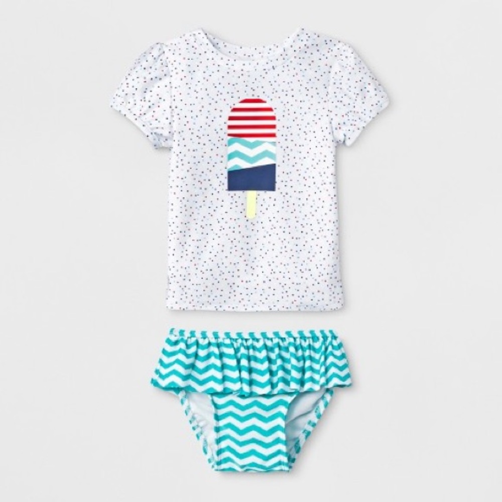 Cat & Jack • 2pc Rash Guard Popsicle Swimsuit